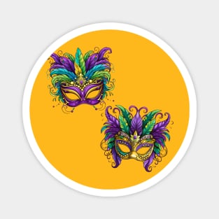 Mardi Gras Masks in Bright Mardi Gras Colors Magnet